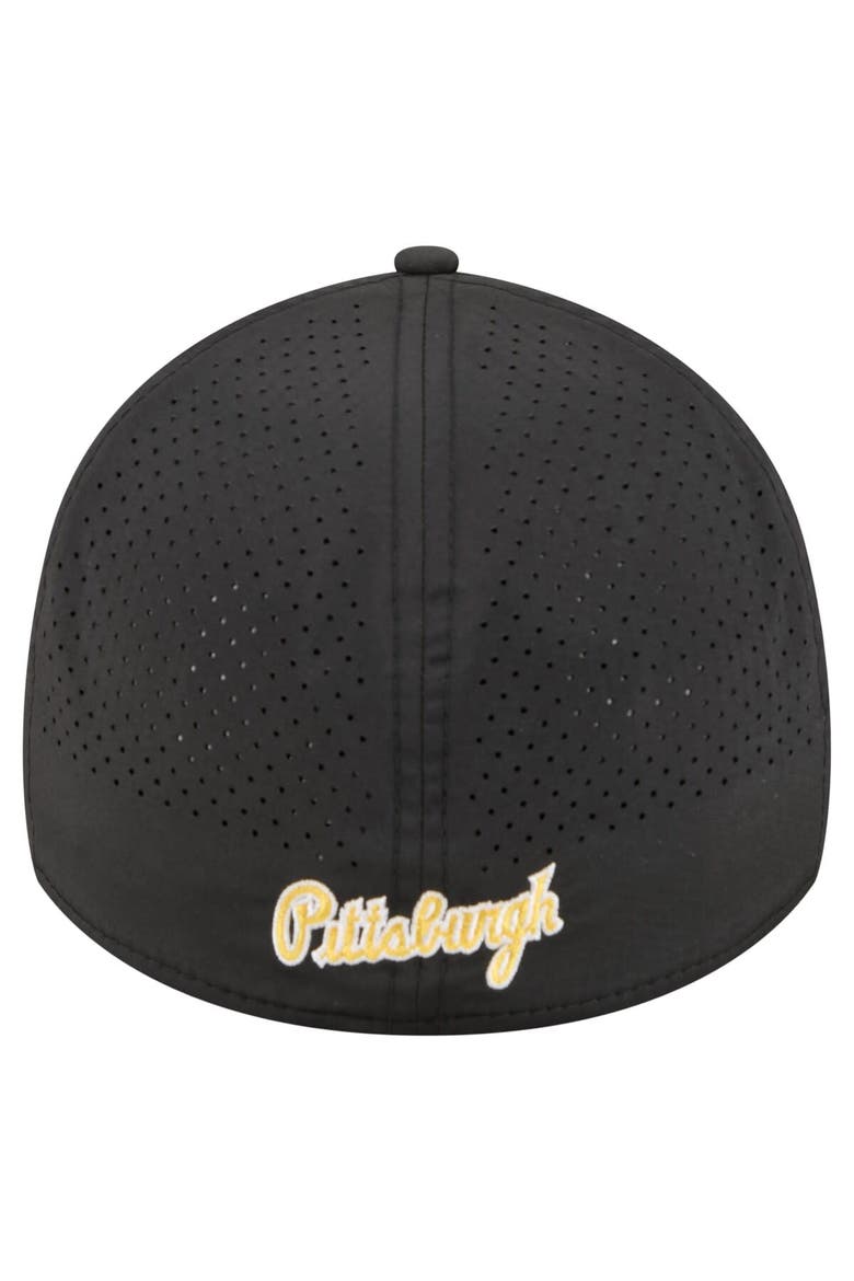 Men's New Era  Black Pittsburgh Pirates 39THIRTY A-Frame Perforated Flex Hat, Alternate, color, Black