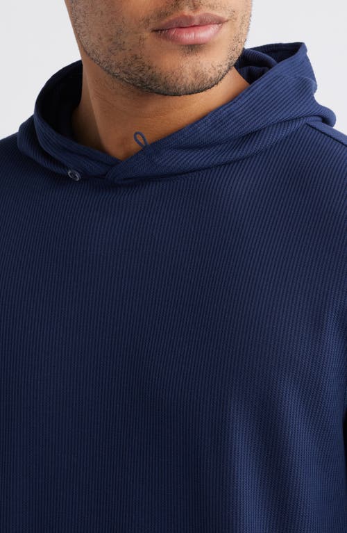 Johnnie-o Brinson Waffle Pullover Hoodie In Navy