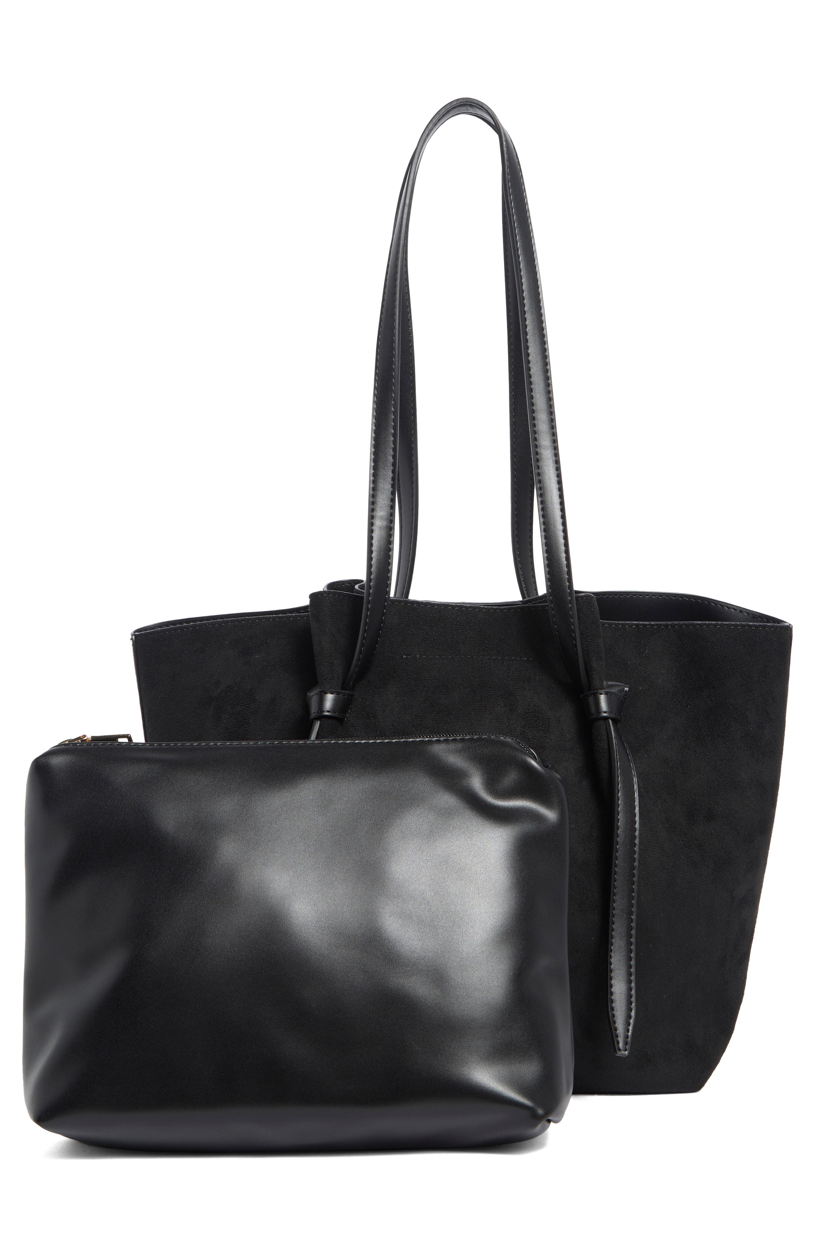 URBAN EXPRESSIONS HANDBAGS Faux Suede Tote, Alternate, color, Black