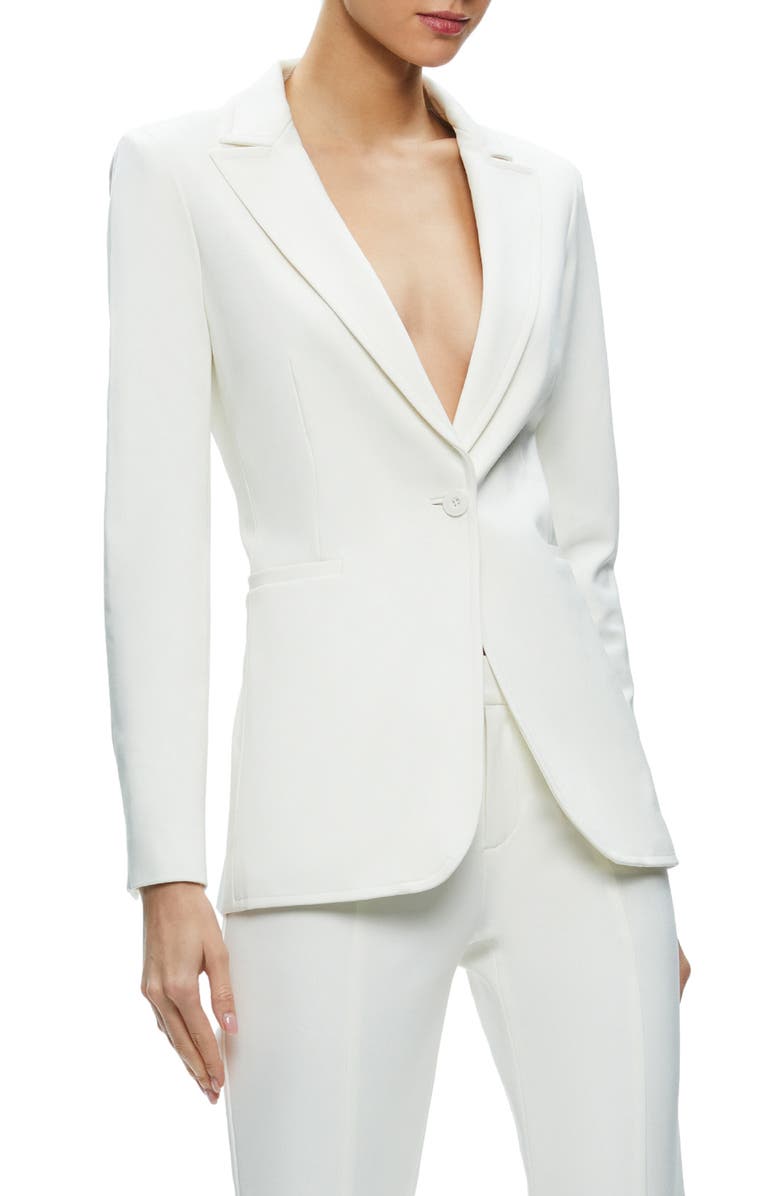 Alice + Olivia Breann Fitted Blazer, Alternate, color, Off White