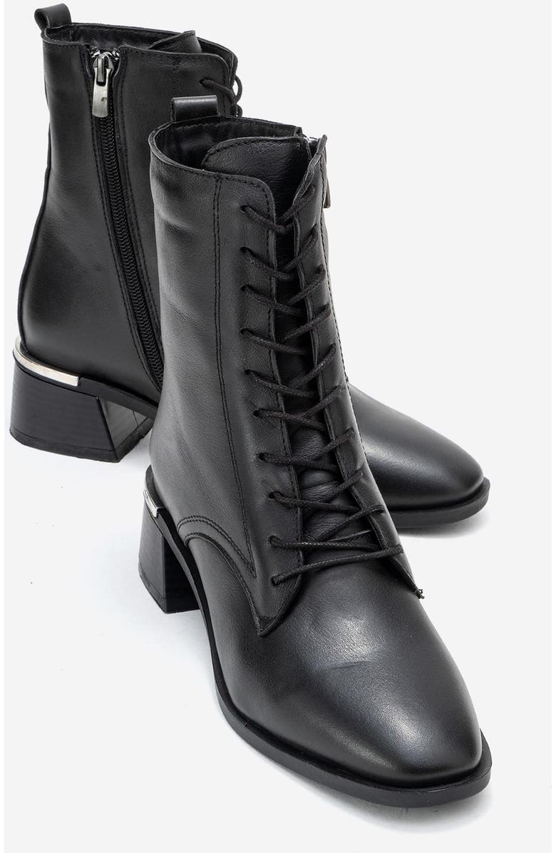 Forever & Always Shoes Avia Leather Block Heel Boot, Alternate, color, Black Leather
