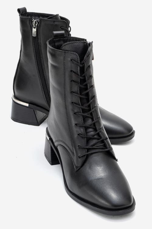 Forever & Always Shoes Avia Leather Block Heel Boot In Black