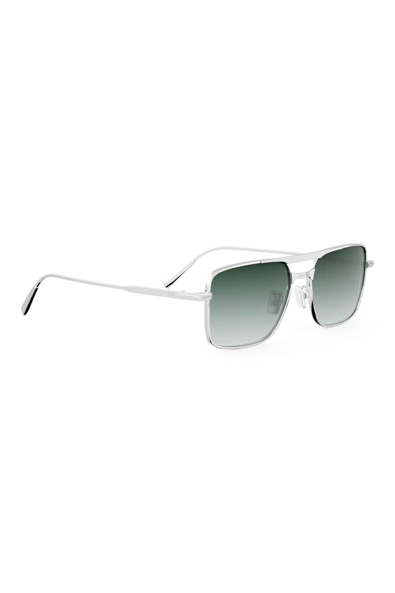 'DiorBlacksuit S17U 54mm Rectangular Sunglasses, Alternate, color, SHINY PALLADIUM / GREEN