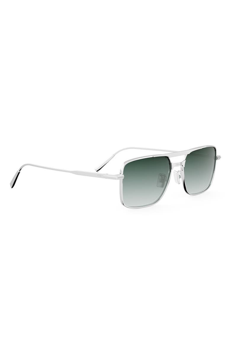 DIOR Blacksuit S17U 54mm Rectangular Sunglasses, Alternate, color, Shiny Palladium / Green