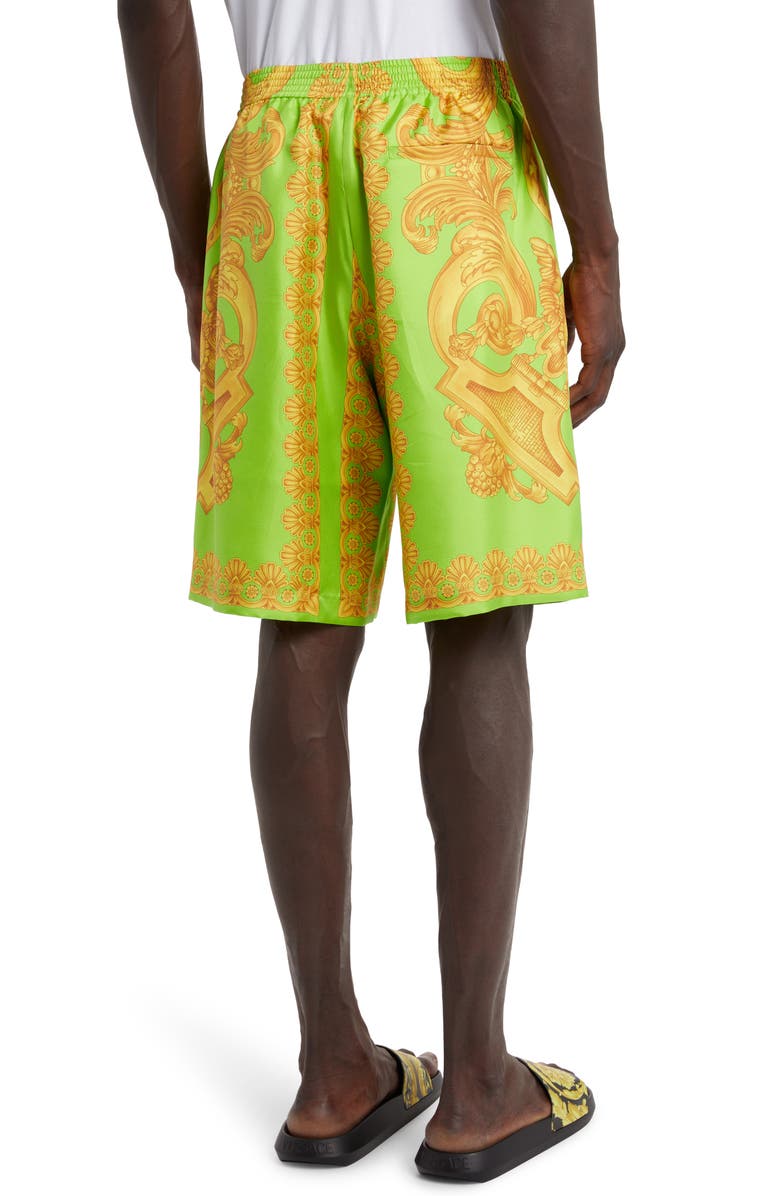 Versace Barocco Print Silk Shorts, Alternate, color, 