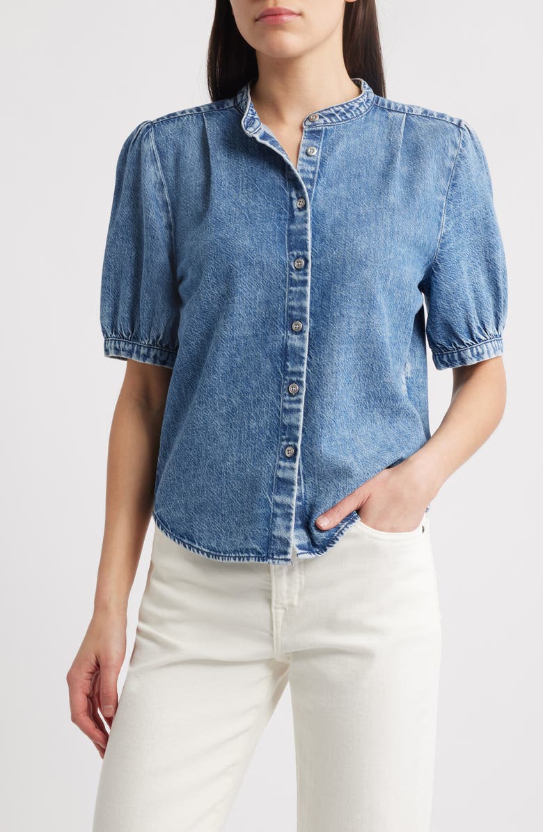 rag & bone Jordan Short Sleeve Denim Button-Up Shirt, Main, color, Delmar