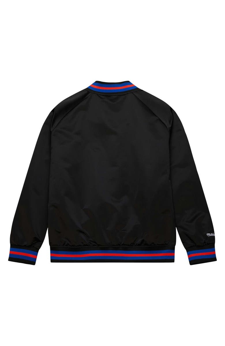 Mitchell & Ness Men's Mitchell & Ness Black New York Knicks Big & Tall Hardwood Classics Wordmark Satin Raglan Full-Zip Jacket, Alternate, color, 
