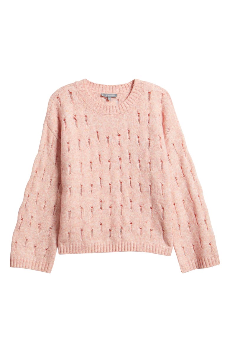 Wit & Wisdom Openwork Knit Sweater, Alternate, color, Heather Coral