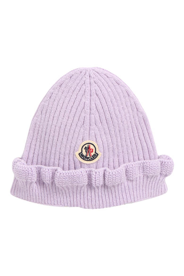 Kids' Ruffle Trim Virgin Wool & Cashmere Beanie, Main, color, PINK