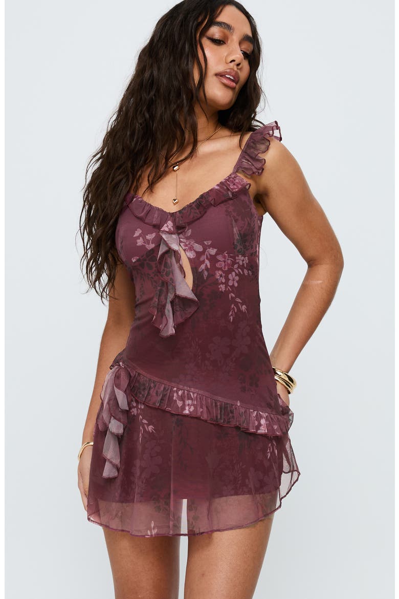 Ballad Floral Ruffle Cocktail Minidress, Alternate, color, MULTI