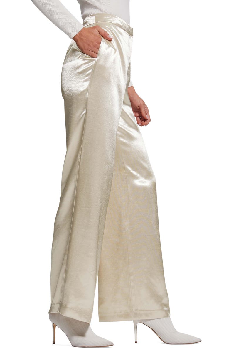 GUESS Brisilda High Waist Wide Leg Satin Pants, Alternate, color,