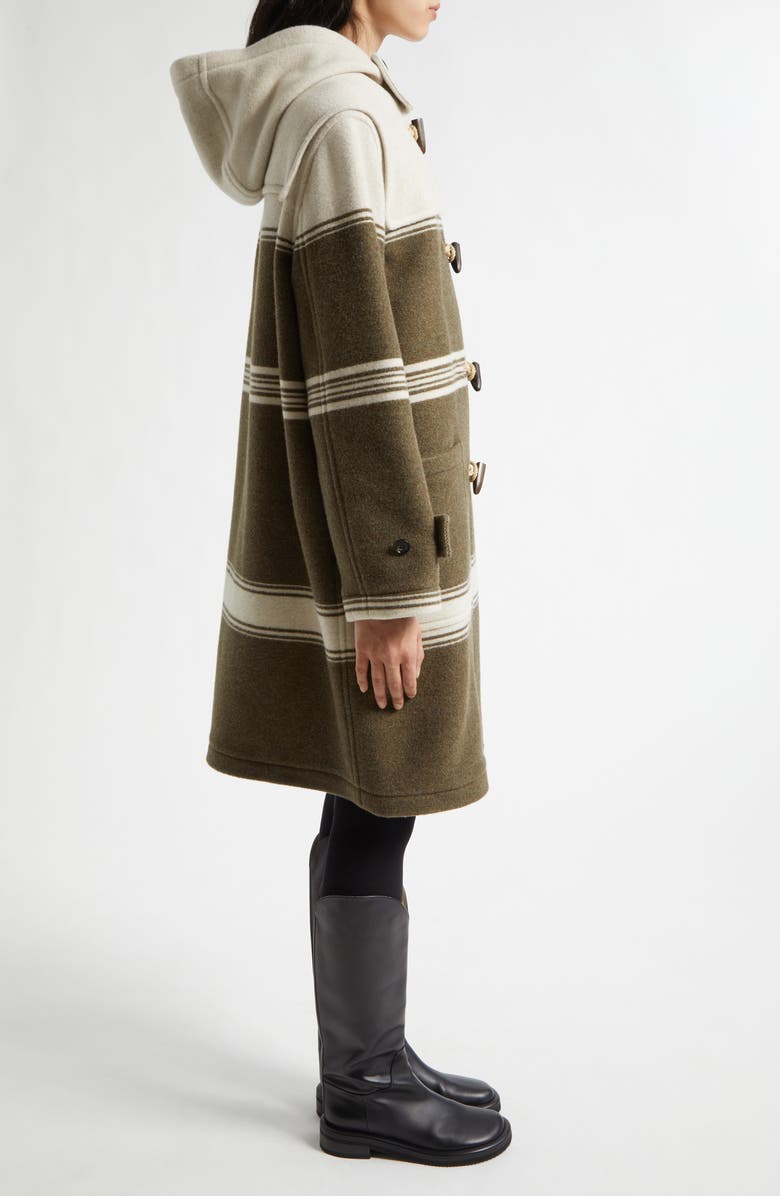 Burberry Evie Duffle Coat, Alternate, color, Scout Green Ip Strpe
