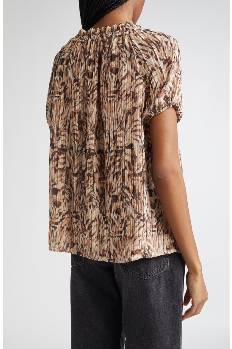 Soraya Pleated Puff Sleeve Top, Alternate, color, BAJA BROWN TULUM