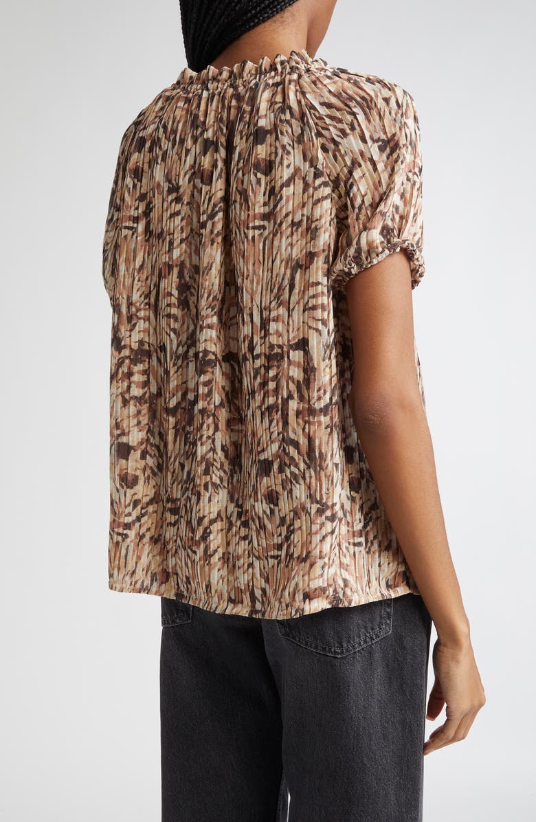 Ramy Brook Soraya Pleated Puff Sleeve Top, Alternate, color, Baja Brown Tulum