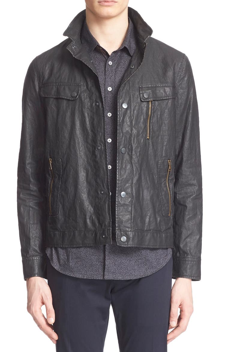 Waxed Linen Jacket, Main, color, BLACK/ WHITE