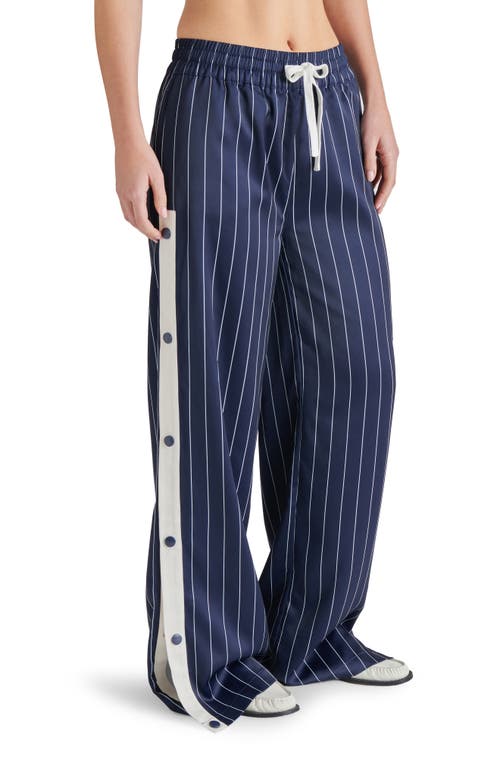 Steve Madden Beckham Stripe Drawstring Pants In Navy Pinstripe