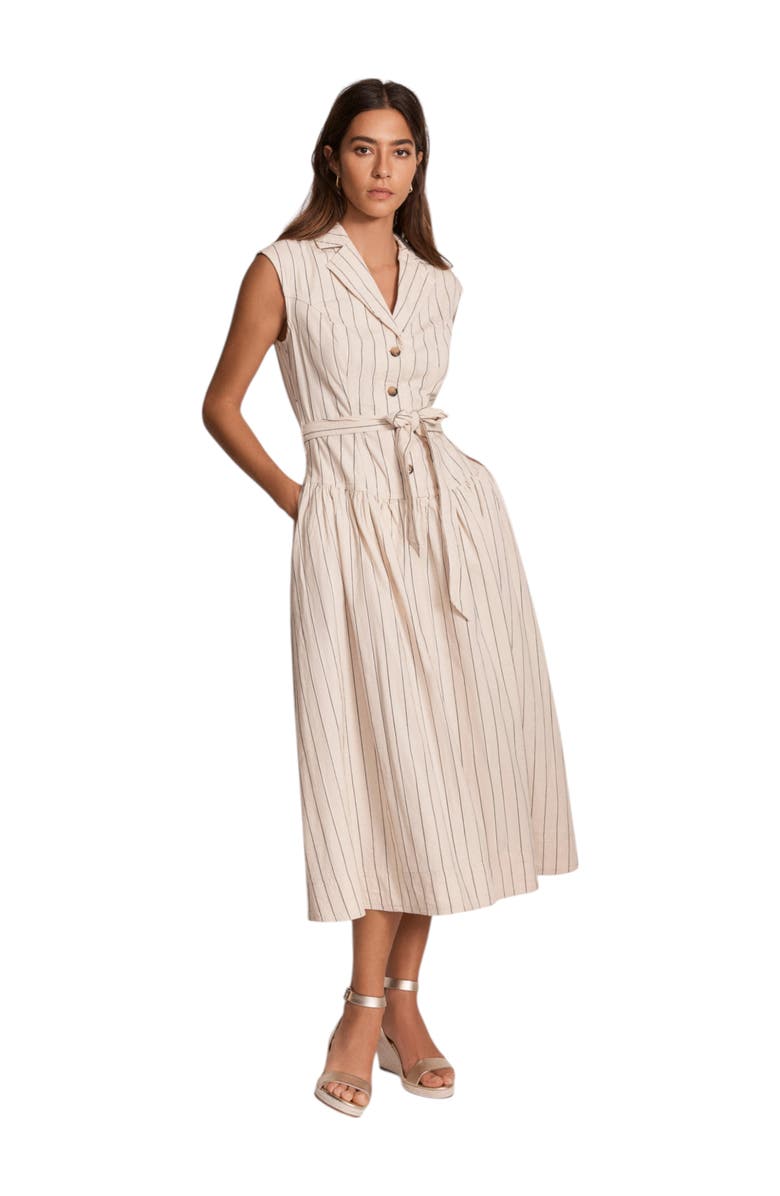 MINT VELVET Drop Waist Stripe Midi Dress, Main, color, Cream