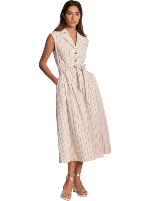 MINT VELVET MINT VELVET DROP WAIST STRIPE MIDI DRESS