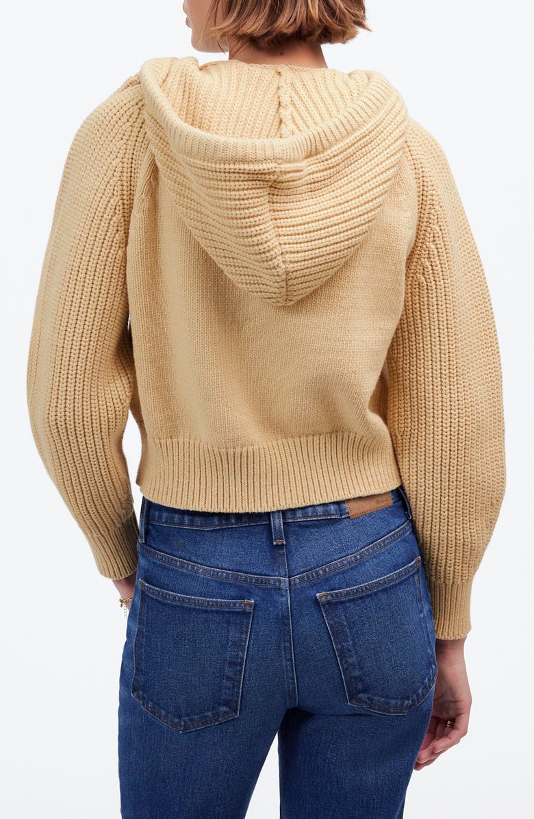 Madewell Open Neck Rib Hoodie, Alternate, color, Summer Dune