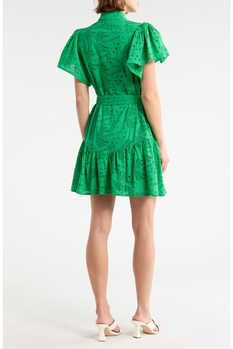 Zenaida Eyelet Tie Waist Dress, Alternate, color, GREEN