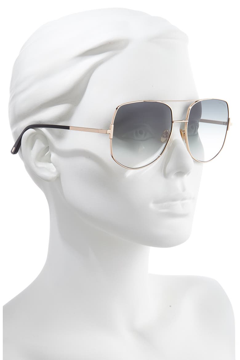 Lennox 62mm Oversize Aviator Sunglasses, Alternate, color, ROSE GOLD/ GREY