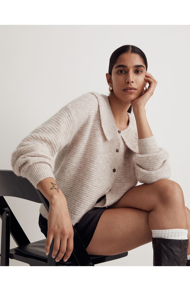 Madewell Pointelle Collar Cardigan Sweater, Alternate, color,