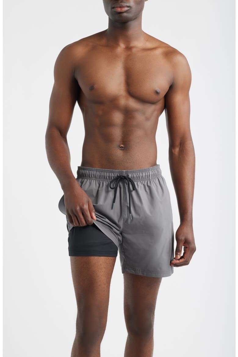 Shark Swim Trunks, Alternate, color, GREY