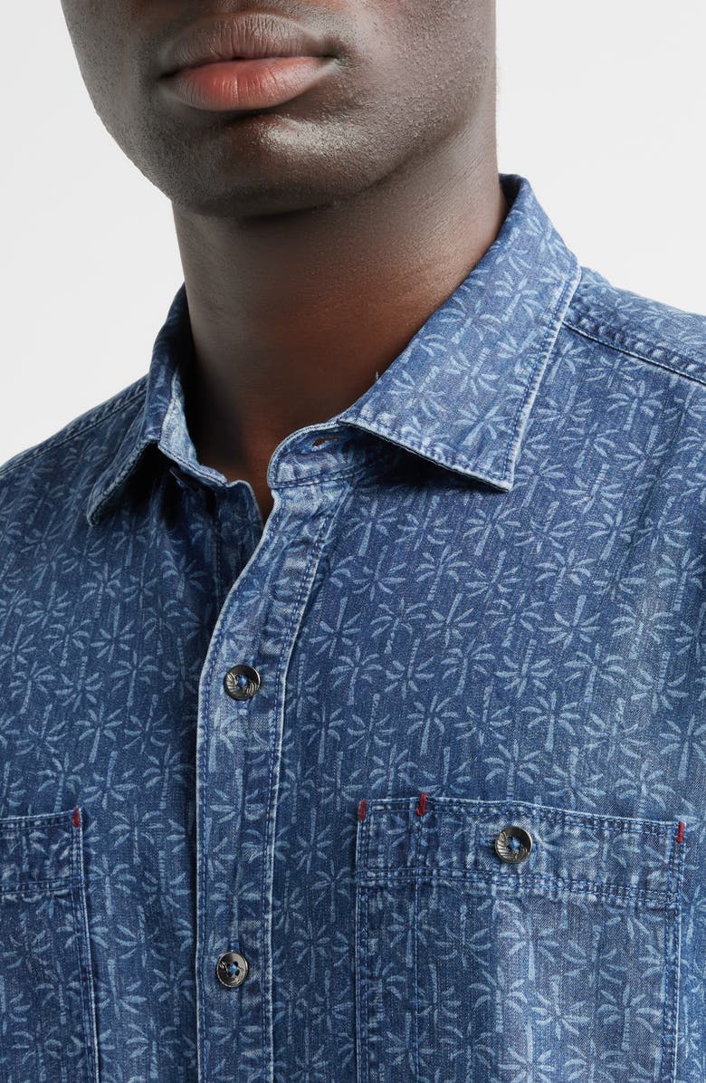 Tommy Bahama Polonia Palms Short Sleeve Lyocell Button-Up Shirt, Alternate, color, Indigo