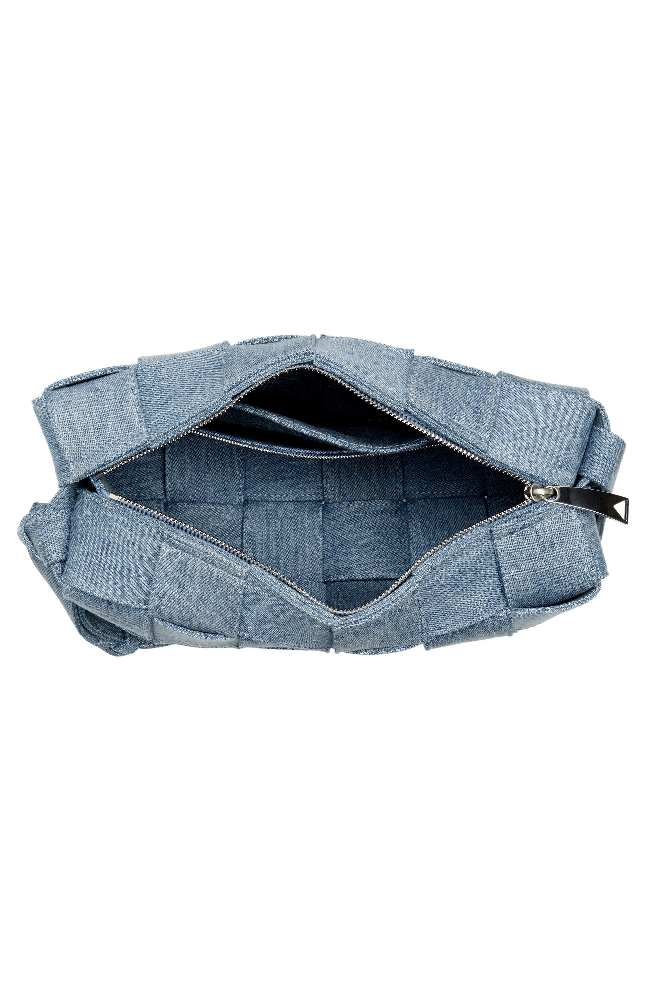 Bottega Veneta Cassette Intrecciato Denim Shoulder Bag, Alternate, color, 