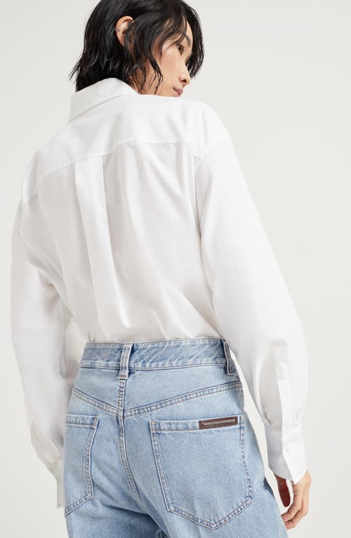 Brunello Cucinelli Loose Trousers With Monili In Light Denim