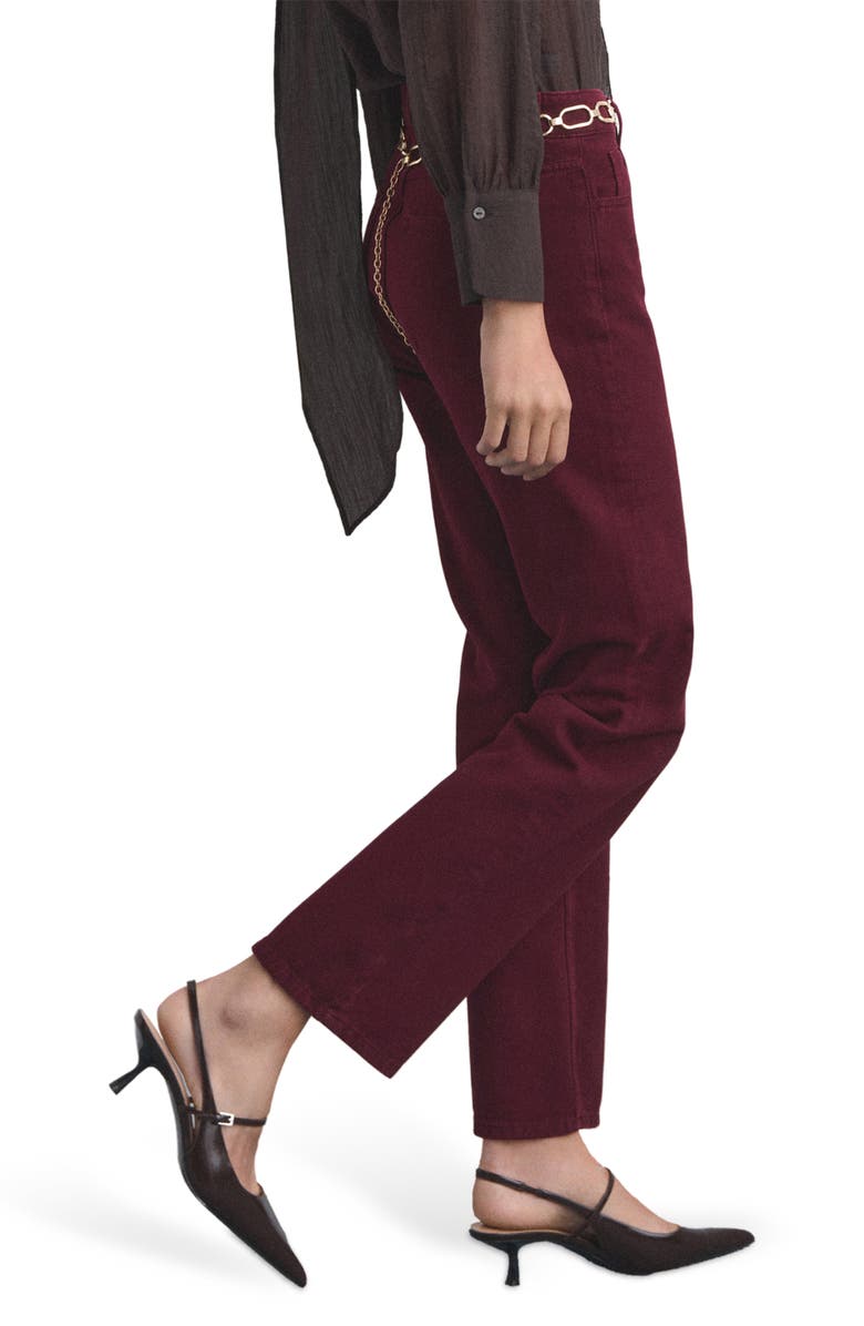 MANGO Matilda Mid Rise Straight Leg Jeans, Alternate, color, Wine
