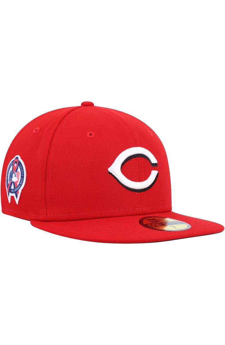 New Era Men's New Era Red Cincinnati Reds 9/11 Memorial Side Patch 59FIFTY Fitted Hat, Alternate, color, Red