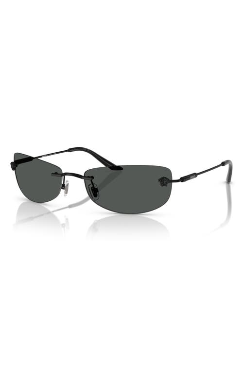 Versace 60mm Rectangular Sunglasses In Matte Black