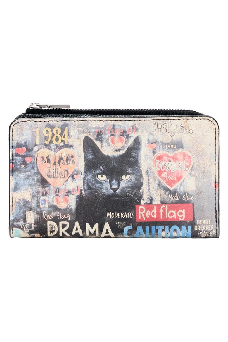 Medium Printed Zip Around Wallet, Alternate, color, IVORY MULTI