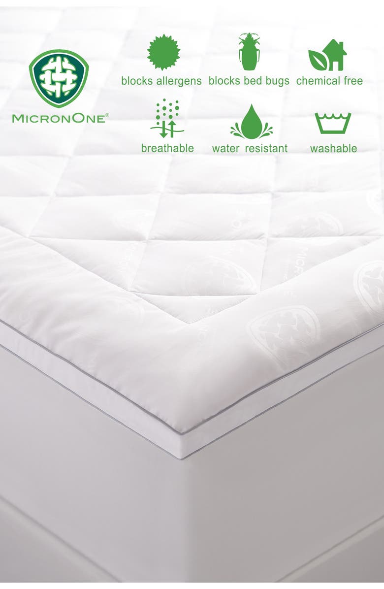 Allied Home Premium MicronOne Cal King Allergen Barrier Memorry Fiber Mattress Pad, Main, color, White