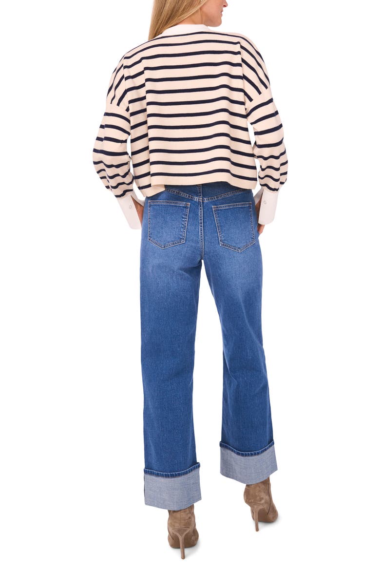 Stripe Button-Up Sweater, Alternate, color, MALTED