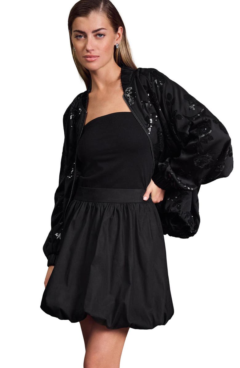 NEXT Puffball Miniskirt, Alternate, color, Black