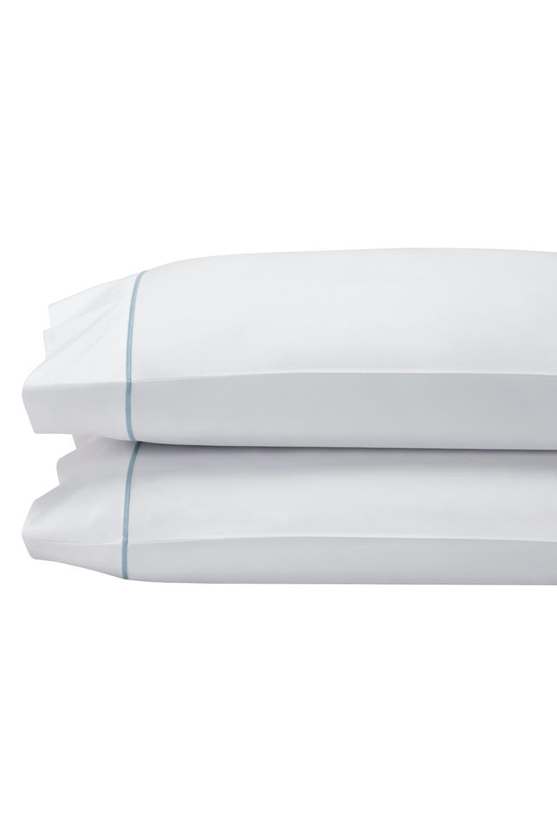 Montelle Giza Cotton Percale Pillowcases - Set of 2, Main, color, White/Blue