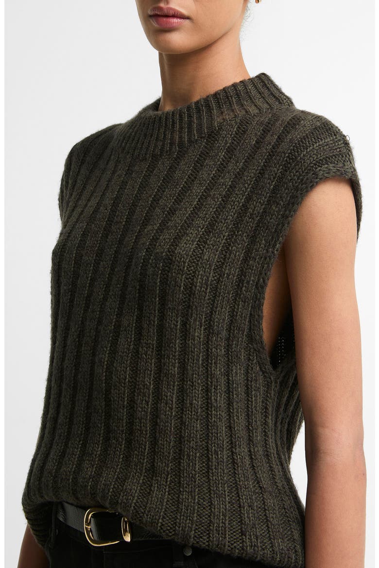 Anastasia Ribbed Sweater Vest, Alternate, color, OLIVE MULTI
