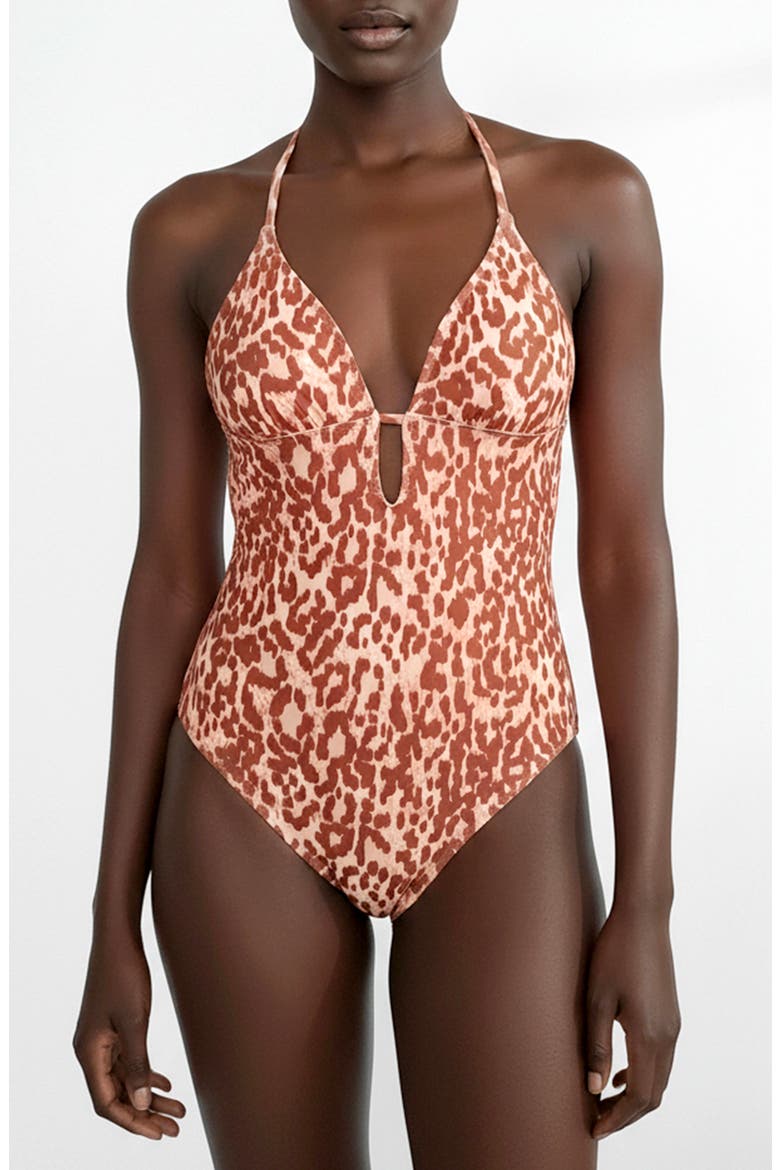 Savanna Reversible One Piece Swimsuit, Main, color, Brown