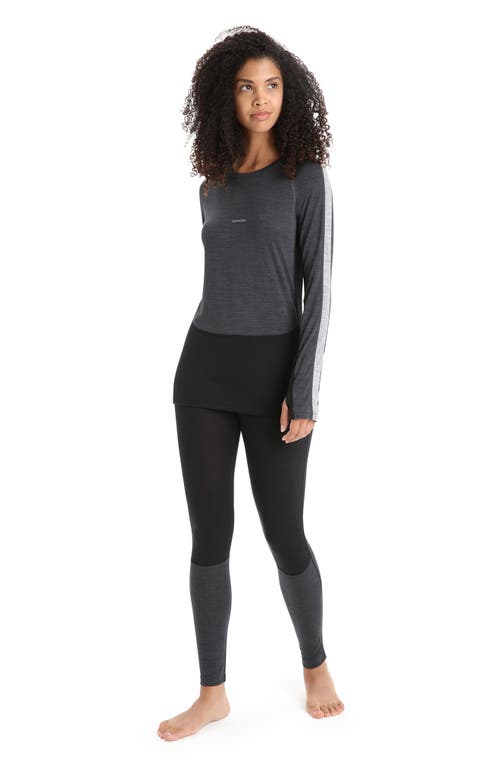 Icebreaker 125 Zoneknit Long Sleeve Crewneck Top In Jet Hthr/black/met Hthr