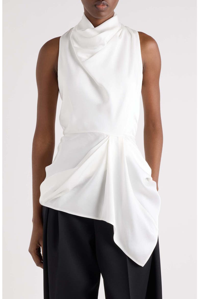 Draped Sleeveless Silk Top, Main, color, OFF WHITE