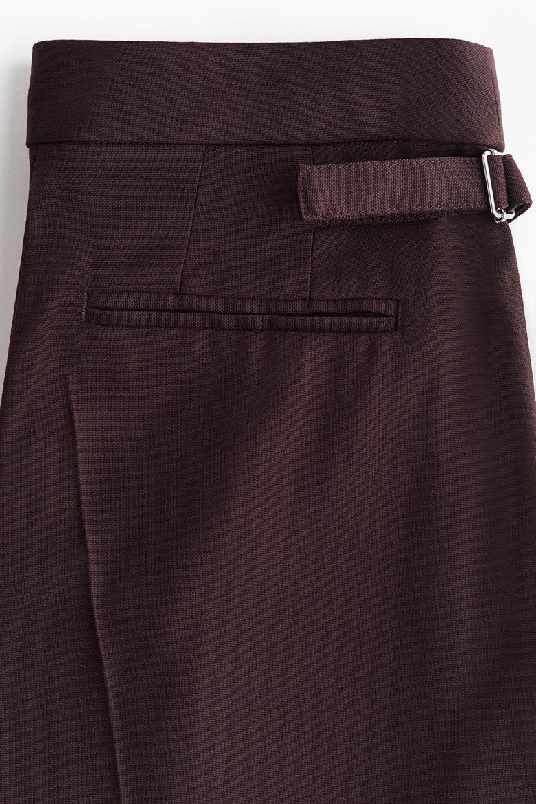 Pleated Tab-detail Pants, Alternate, color, Dark brown