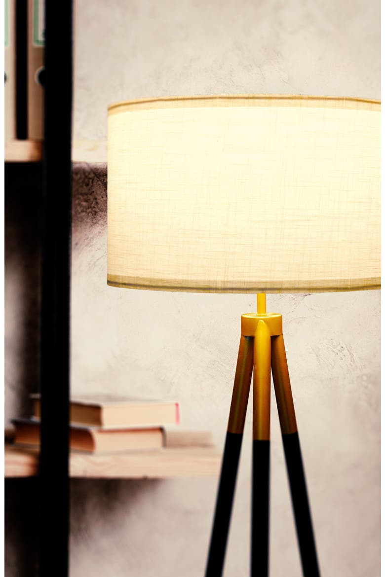Levi 61" Modern LED Floor Lamp with Gold Accent, Bulb Included, Alternate, color, BLACK / GOLD