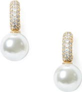 Kate Spade New York imitation pearl pavé huggie hoop earrings