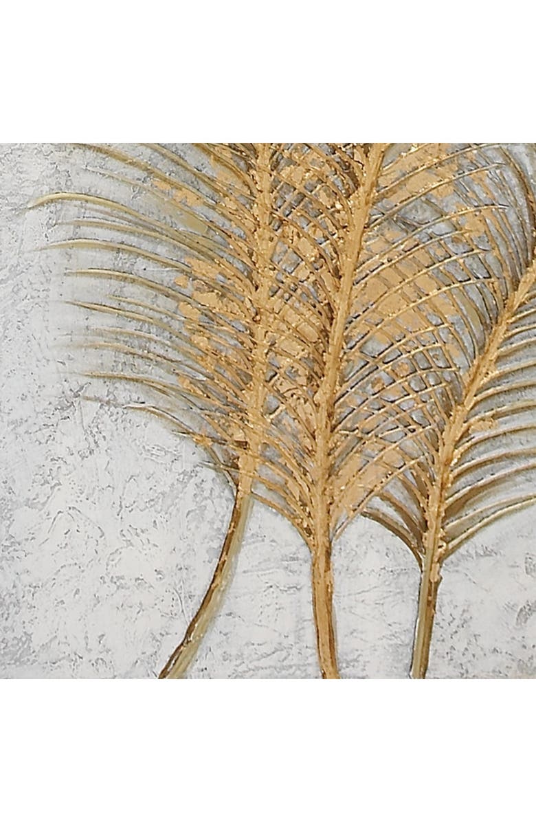 COSMO BY COSMOPOLITAN Goldtone Canvas Leaf Framed Wall Art with Silvertone Frame, Alternate, color, Gold