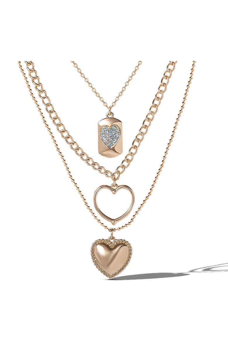 Jessica Simpson Gold-Tone Multi-Charm Heart Layered Necklace Set, Main, color, Gold