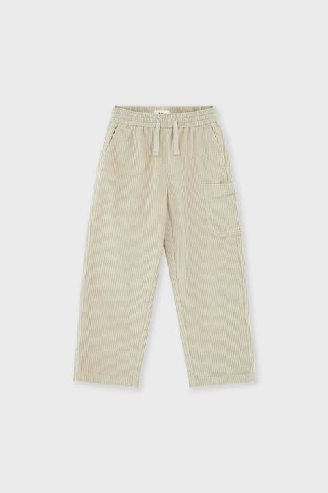 Beige Organic Cotton Corduroy Cargo Pants Kids