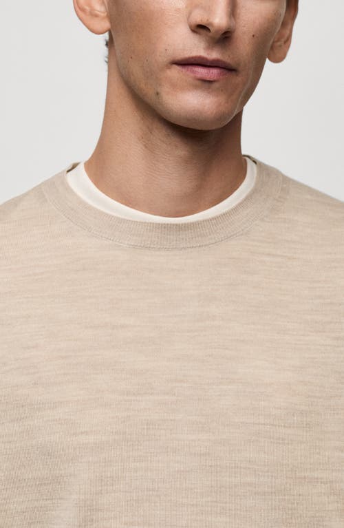 Mango Microstructure Crewneck Sweater In Beige