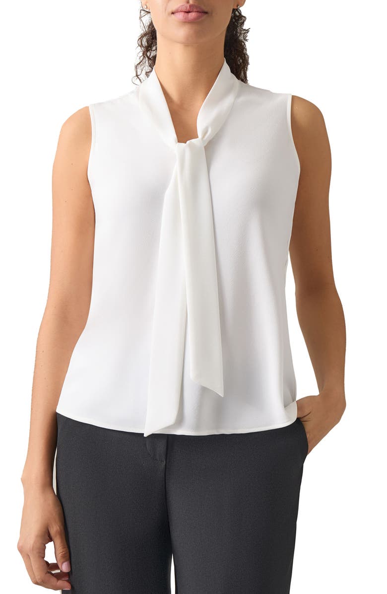 KASPER Sleeveless Tie Front Top, Main, color, White